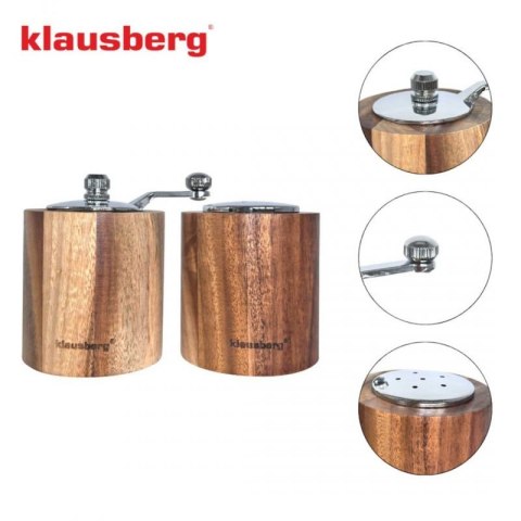 AKACJOWY MŁYNEK DO PIEPRZU + SOLNICZKA KLAUSBERG KB-7859 Klausberg