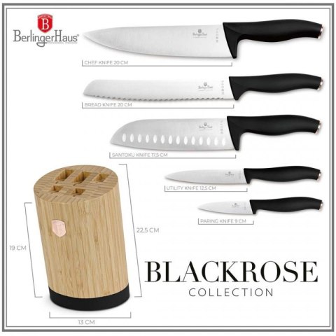 ZESTAW NOŻY BERLINGER HAUS BH-2752 BLACK ROSE W BLOKU BAMBUSOWYM Berlinger haus