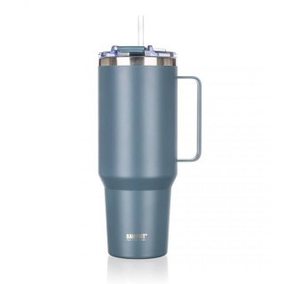 STALOWY KUBEK TERMICZNY TERMOS 1200ml Z RĄCZKĄ I SŁOMKĄ BANQUET TWAIN SZARY Banquet