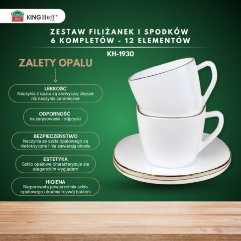 ZESTAW KAWOWY 6 FILIŻANEK ZE SPODECZKAMI KINGHOFF OPAL KH-1930 Kinghoff