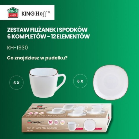 ZESTAW KAWOWY 6 FILIŻANEK ZE SPODECZKAMI KINGHOFF OPAL KH-1930 Kinghoff