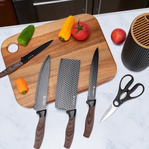 ZESTAW NOŻY KUCHENNYCH Z TASAKIEM W STOJAKU E-6309 Elitehoff