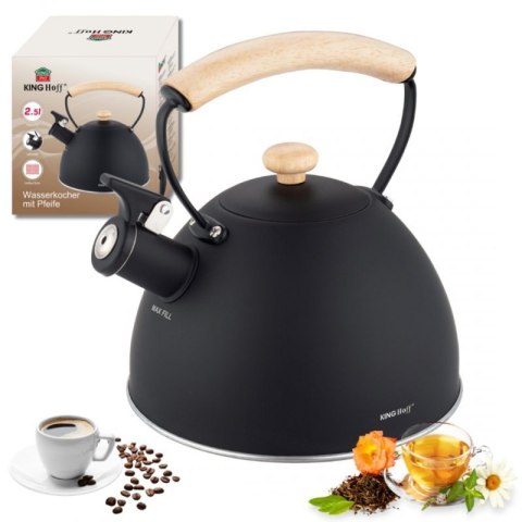 CZAJNIK 2,5L Z GWIZDKIEM KINGHOFF KH-1999 CZARNY MAT Kinghoff