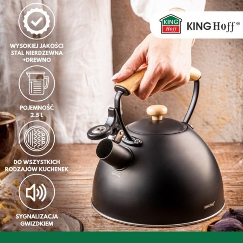 CZAJNIK 2,5L Z GWIZDKIEM KINGHOFF KH-1999 CZARNY MAT Kinghoff