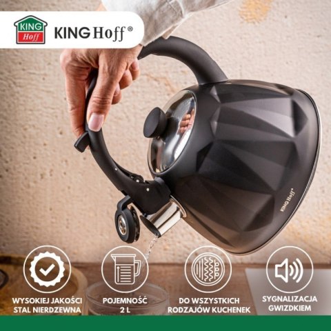 CZAJNIK 2L Z GWIZDKIEM KINGHOFF KH-1997 CZARNY MAT Kinghoff