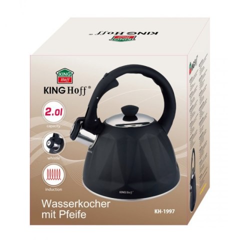 CZAJNIK 2L Z GWIZDKIEM KINGHOFF KH-1997 CZARNY MAT Kinghoff