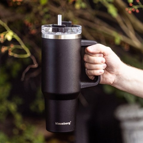 STALOWY KUBEK TERMICZNY TERMOS 1100ml Z RĄCZKĄ I SŁOMKĄ KLAUSBERG KB-7942 Klausberg