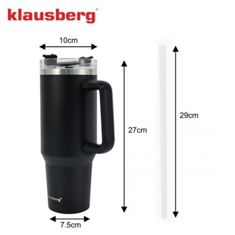 STALOWY KUBEK TERMICZNY TERMOS 1100ml Z RĄCZKĄ I SŁOMKĄ KLAUSBERG KB-7942 Klausberg