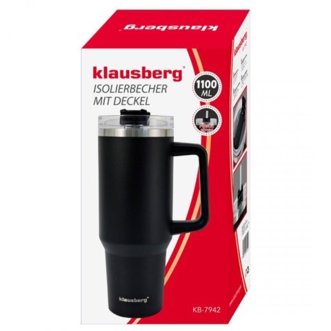 STALOWY KUBEK TERMICZNY TERMOS 1100ml Z RĄCZKĄ I SŁOMKĄ KLAUSBERG KB-7942 Klausberg