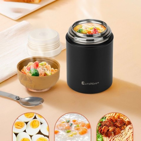 TERMOS OBIADOWY 500ml Z MISKĄ I SKŁADANĄ ŁYŻKĄ E-8249 Elitehoff