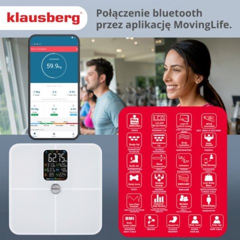 ANALITYCZNA WAGA ŁAZIENKOWA SMART IOS ANDROID KLAUSBERG KB-7941 Klausberg