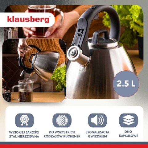 CZAJNIK STALOWY Z GWIZDKIEM 2,5L KLAUSBERG KB-7951 Klausberg
