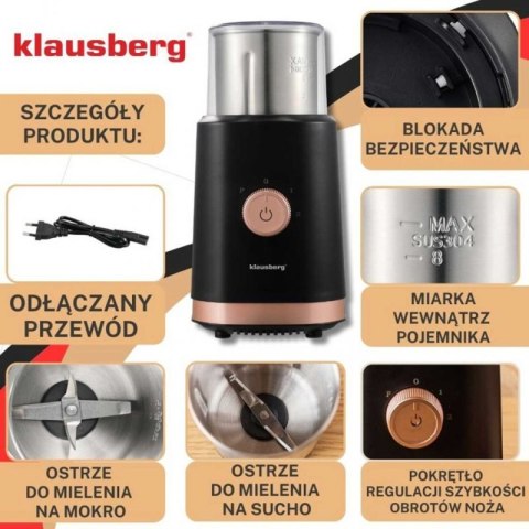 ELEKTRYCZNY MŁYNEK DO KAWY PRZYPRAW OWOCÓW KLAUSBERG KB-7992 Klausberg