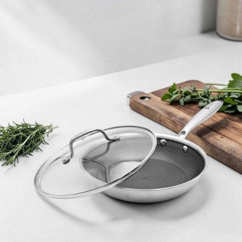 PATELNIA STALOWA Z POKRYWKĄ 26cm POWŁOKA PLASTER MIODU 5555 Brunbeste