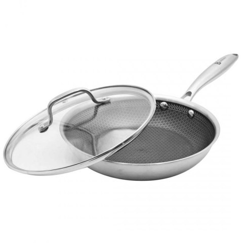 PATELNIA STALOWA Z POKRYWKĄ 26cm POWŁOKA PLASTER MIODU 5555 Brunbeste