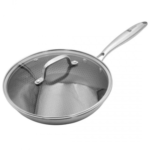 PATELNIA STALOWA Z POKRYWKĄ 26cm POWŁOKA PLASTER MIODU 5555 Brunbeste