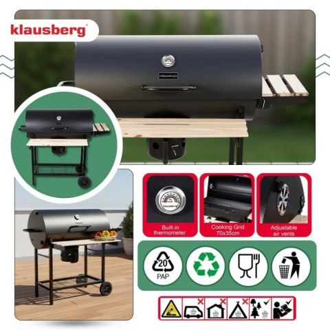 DUŻY GRILL WĘGLOWY NA KÓŁKACH Z PÓŁKAMI KLAUSBERG KB-9033 Klausberg