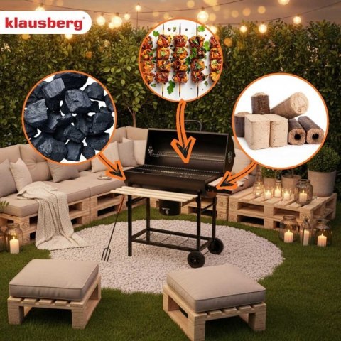 DUŻY GRILL WĘGLOWY NA KÓŁKACH Z PÓŁKAMI KLAUSBERG KB-9033 Klausberg