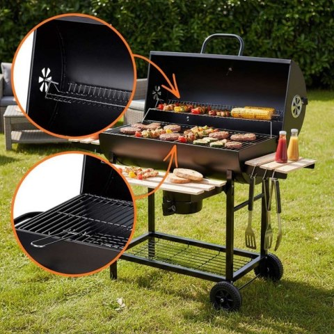 DUŻY GRILL WĘGLOWY NA KÓŁKACH Z PÓŁKAMI KLAUSBERG KB-9033 Klausberg