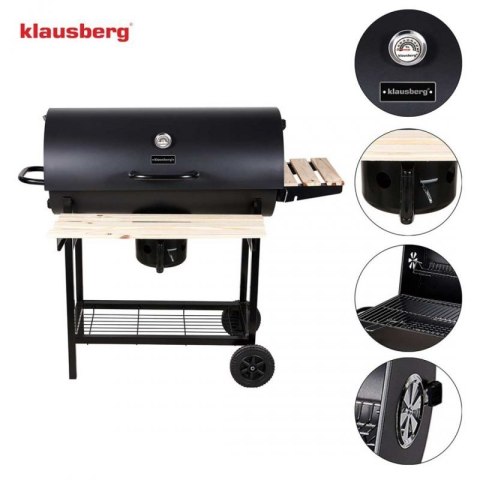 DUŻY GRILL WĘGLOWY NA KÓŁKACH Z PÓŁKAMI KLAUSBERG KB-9033 Klausberg