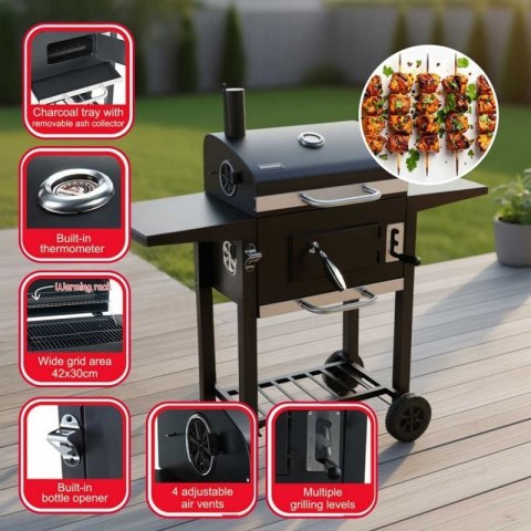 DUŻY GRILL WĘGLOWY NA KÓŁKACH Z PÓŁKAMI KLAUSBERG KB-9034 Klausberg