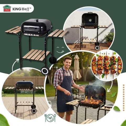GRILL WĘGLOWY NA KÓŁKACH Z PÓŁKAMI KINGHOFF KH-2034 Kinghoff