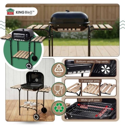 GRILL WĘGLOWY NA KÓŁKACH Z PÓŁKAMI KINGHOFF KH-2034 Kinghoff