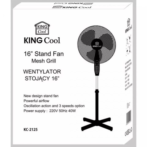 WENTYLATOR WIATRAK STOJĄCY PODŁOGOWY KINGCOOL KC-2125 czarny Kinghoff