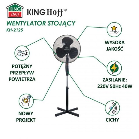 WENTYLATOR WIATRAK STOJĄCY PODŁOGOWY KINGCOOL KC-2125 czarny Kinghoff