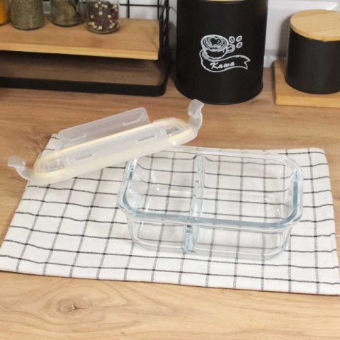 SZKLANY POJEMNIK 1000ml LUNCH BOX Z PRZEGRODĄ SZCZELNY 5623 Brunbeste