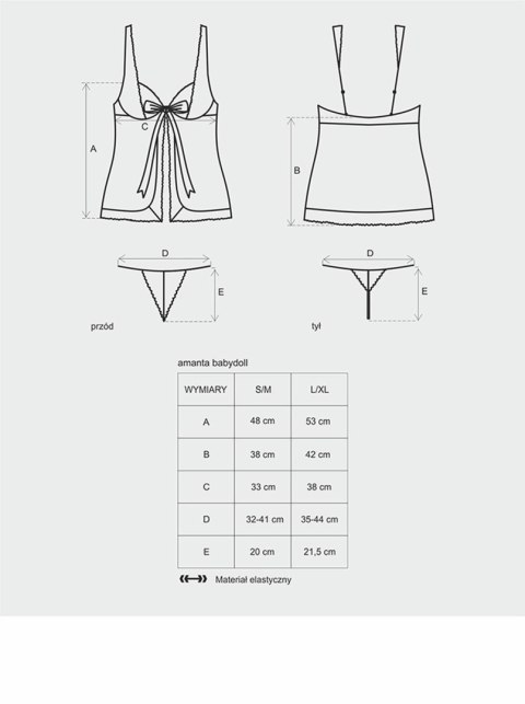 Bielizna-Amanta babydoll i stringi L/XL Obsessive