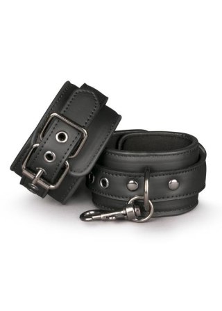 Kajdanki-Black Leather Handcuffs Easytoys