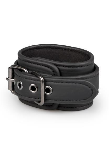 Kajdanki-Black Leather Handcuffs Easytoys