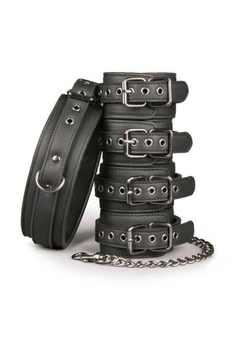 Kajdanki-Fetish set with collar, ankle- and wrist cuffs Easytoys