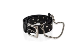 Wiązania-WHIPS pasek skórzany z ćwiekami i łańcuchem Whips Collection