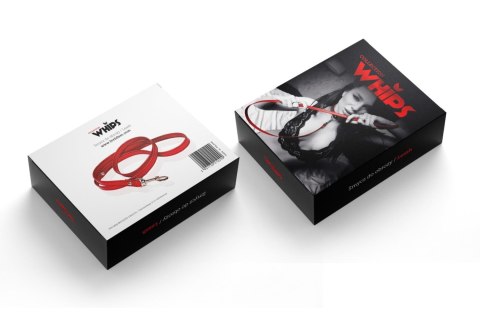 Wiązania-WHIPS lakier, smycz do obroży, czerwona Whips Collection