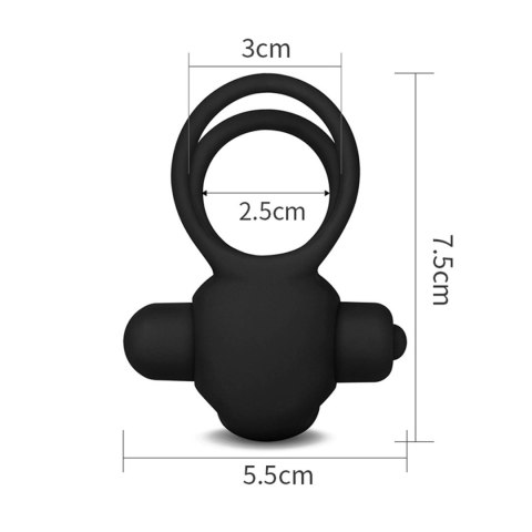 Power Clit Duo Silicone Cockring Black Lovetoy