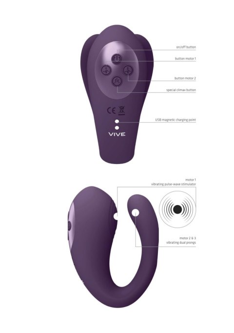 Yoko - Triple Action Vibrator Dual Prongs with Clitoral Pulse Wave Vive