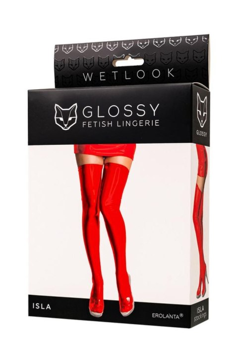 Wetlook Glossy Isla stockings - red L Glossy