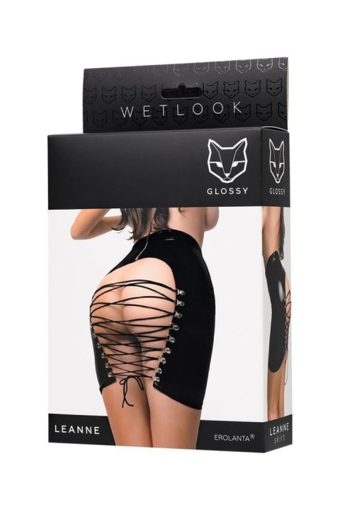 Wetlook skirt Leanne - black M Glossy