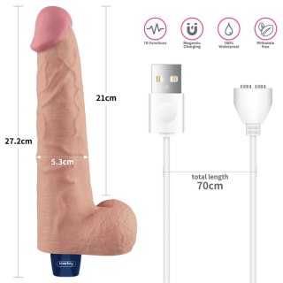10.5" REAL SOFTEE Rechargeable TPE Vibrating Dildo(Flesh) Lovetoy