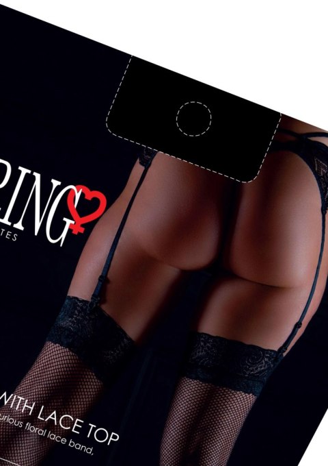 Net Stockings with Lace Top Black Daring Intimates