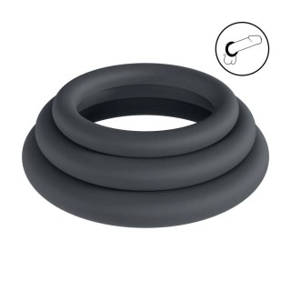 Classic Silicone Cockring Set of 3 - L/XL/XXL - Black Levelz by Shots