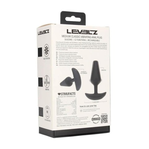 Classic Vibrating Silicone Anal Plug - M - Black Levelz