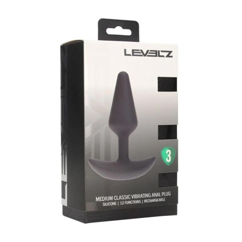 Classic Vibrating Silicone Anal Plug - M - Black Levelz