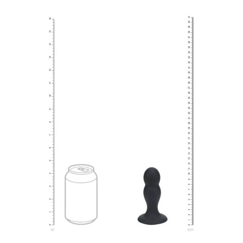 Double Rattle Liquid Silicone Anal Plug - M - Black Levelz