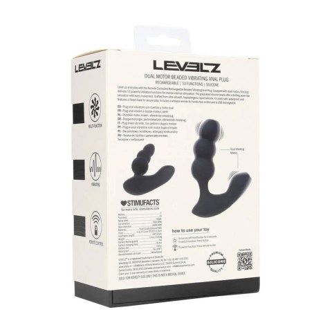 Dual Motor Remote Control Beaded Vibrating Liquid Silicone Prostate Stimulator - Black Levelz