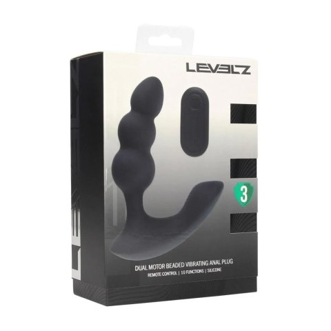 Dual Motor Remote Control Beaded Vibrating Liquid Silicone Prostate Stimulator - Black Levelz