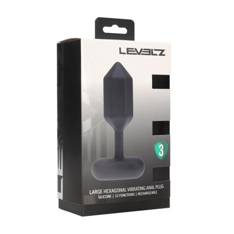Hexagonal Vibrating Silicone Anal Plug - L - Black Levelz