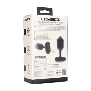 Hexagonal Vibrating Silicone Anal Plug - L - Black Levelz
